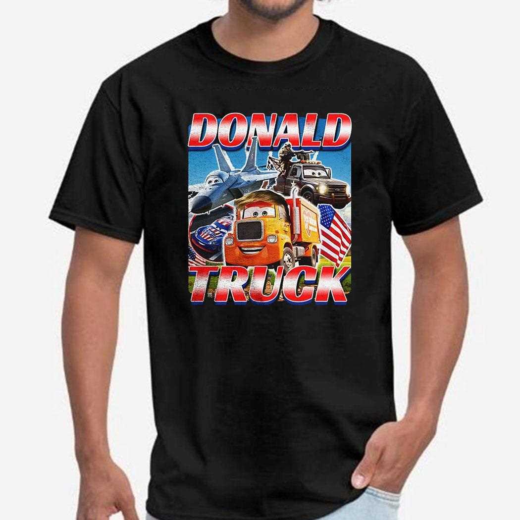 Donald Truck Cartoon Usa Flag Shirt