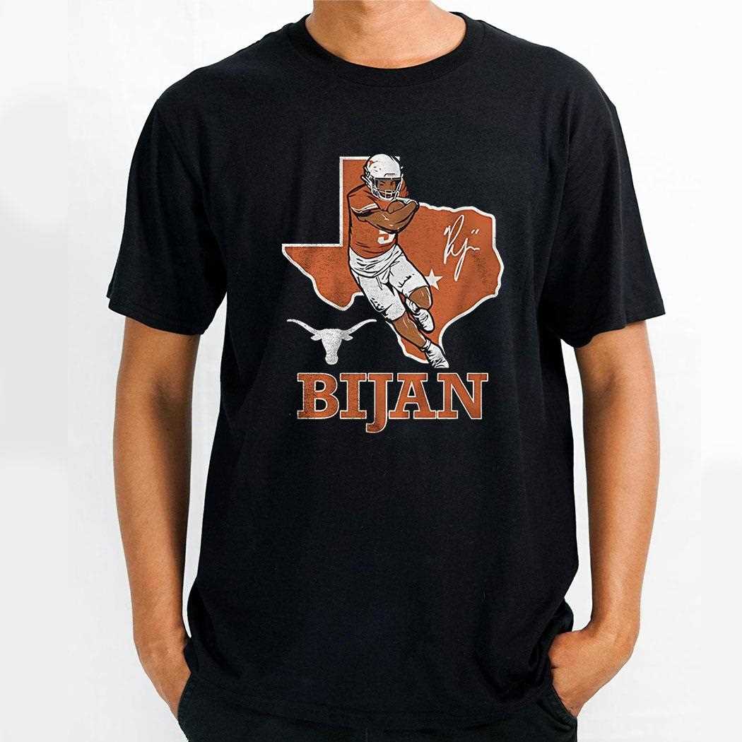 Bijan Robinson Texas Longhorns Football State Outline Shirt