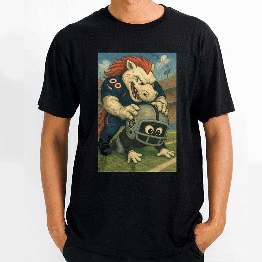 Denver Broncos Vs Las Vegas Raiders Miles On Rusher Mascot Shirt Denver Broncos Vs Las Vegas Raiders Miles On Rusher Mascot Shirt