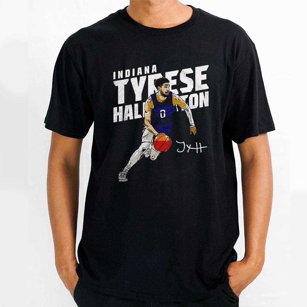 Indiana Pacers Tyrese Haliburton Basketball Player Slant Graphic Shirt