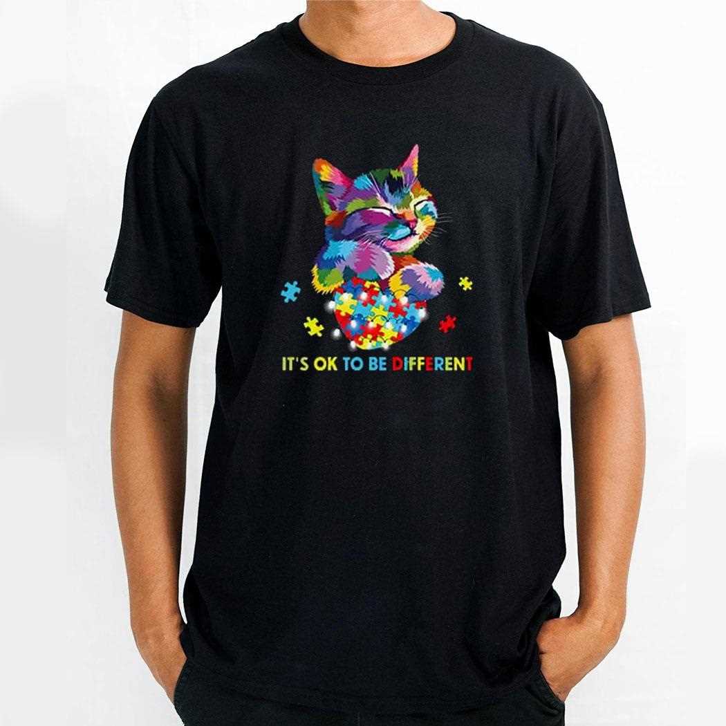 Its Okay To Be Differenshirt Autism Cat Lover Shirt