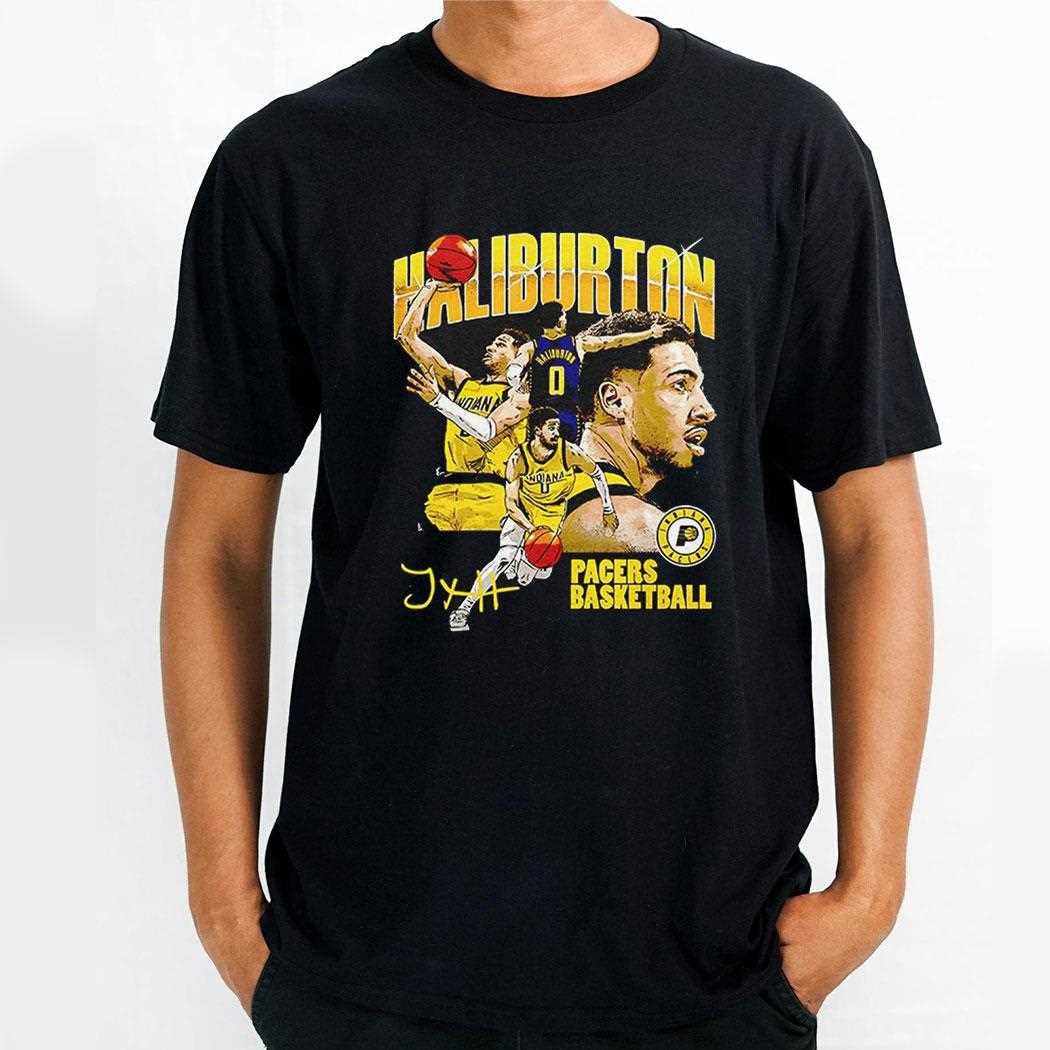 Tyrese Haliburton Indiana Pacers Basketball Player Collage Graphic Shirt