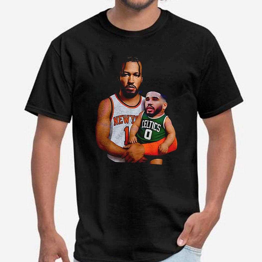 Jayson Tatum Carrying Baby Jalen Brunson New York Knicks X Boston Celtics 2025 Nba Playoffs Shirt