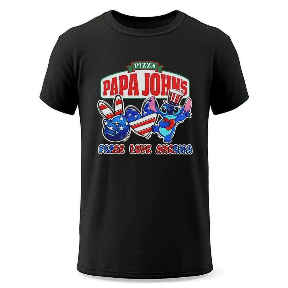 Pizza Papa Johns Stitch Peace Love America Shirt Pizza Papa Johns Stitch Peace Love America Shirt