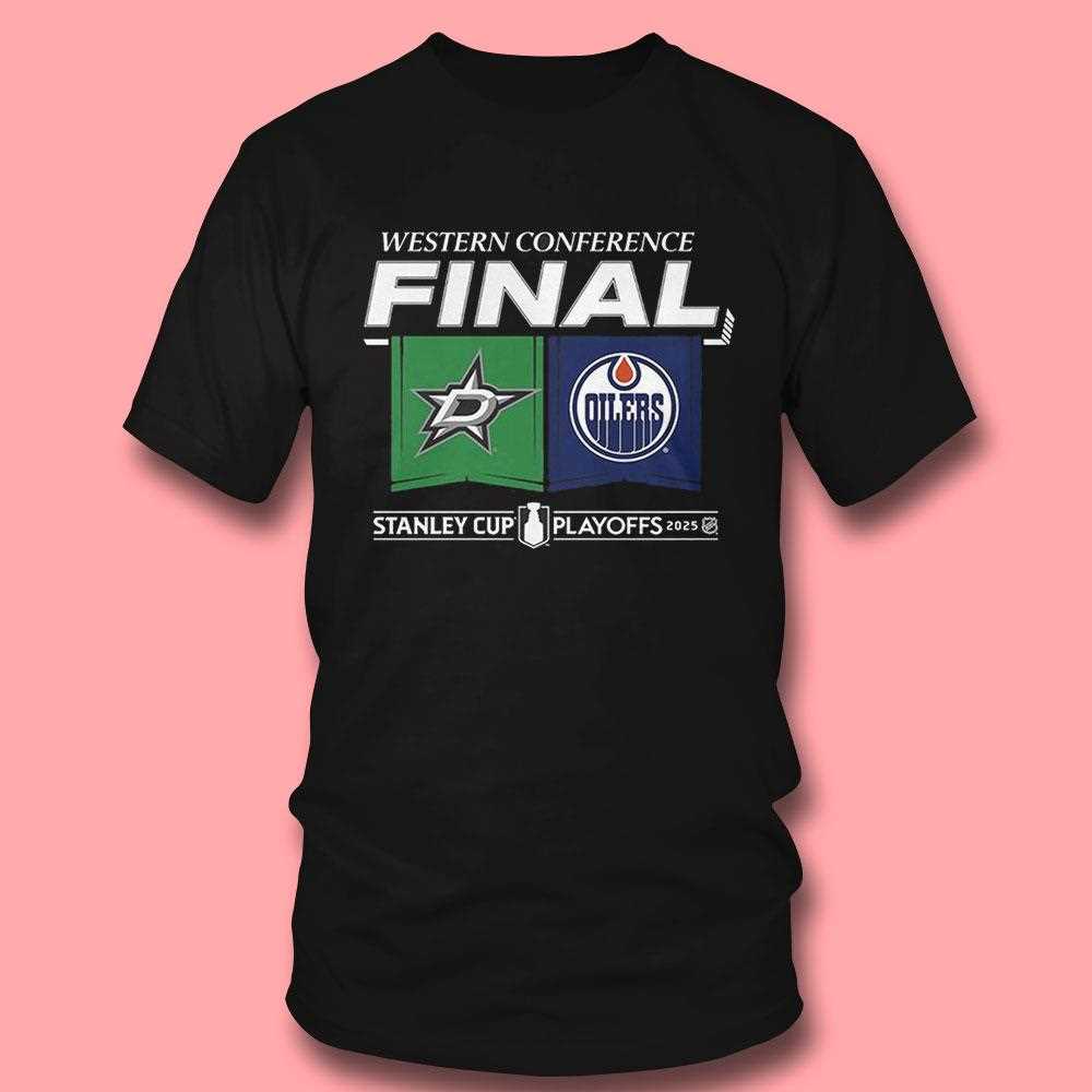 Dallas Stars Vs Edmonton Oilers 2025 Western Conference Finals Matchup Center Ice Shirt Dallas Stars Vs Edmonton Oilers 2025 Western Conference Finals Matchup Center Ice Shirt