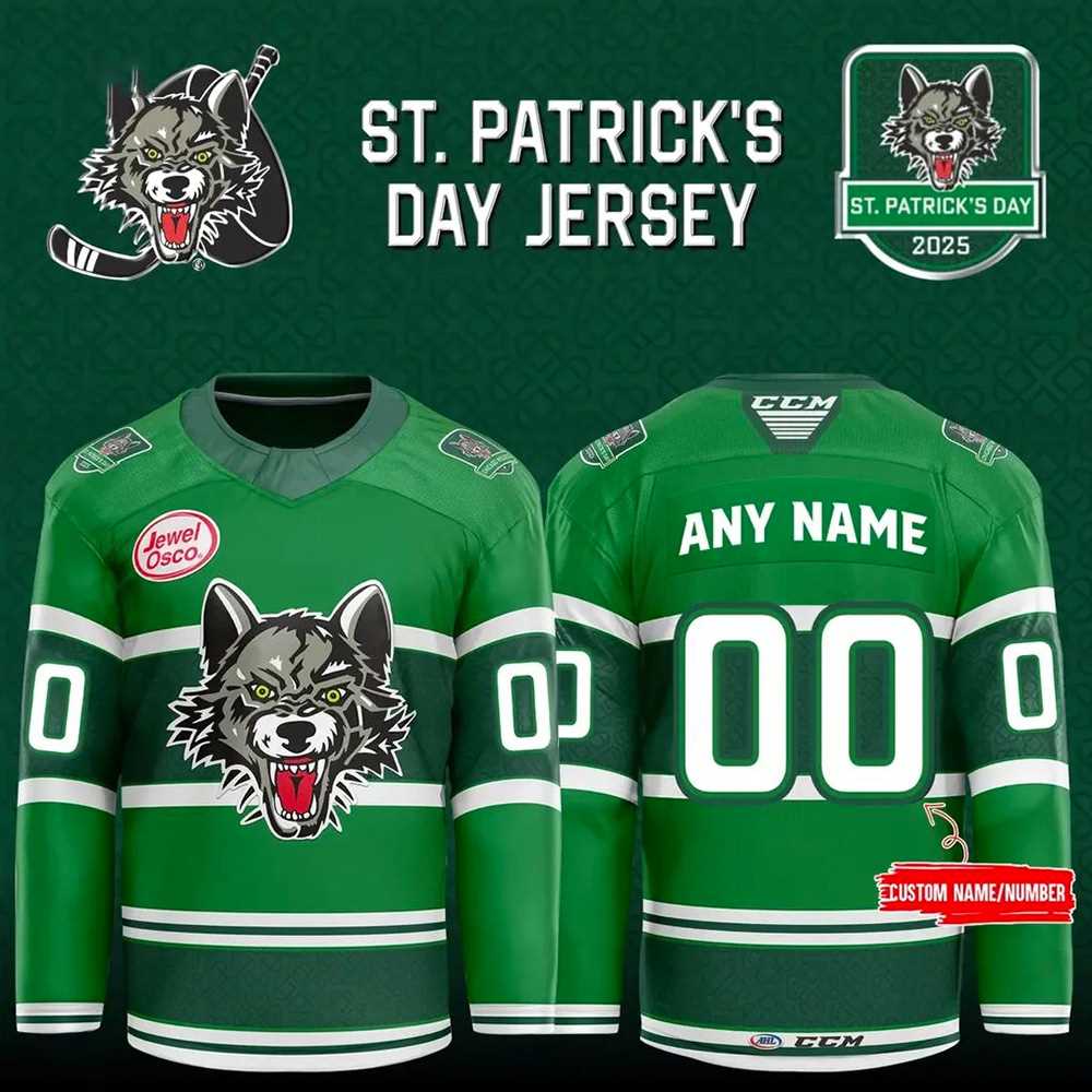 Chicago Wolves St Patricks Day For Fans Hockey Jersey Personalized Name