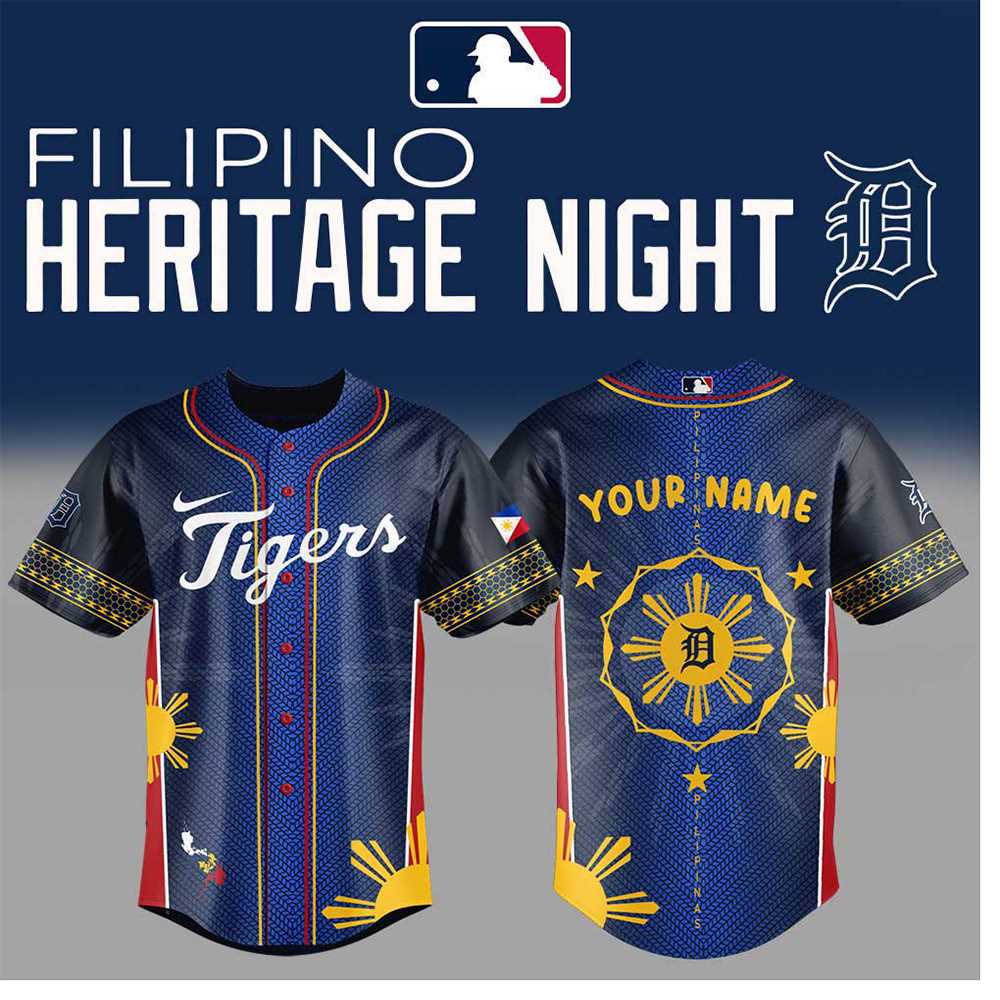 Detroit Tigers Filipino Heritage Night 2025 Custom Baseball Jersey