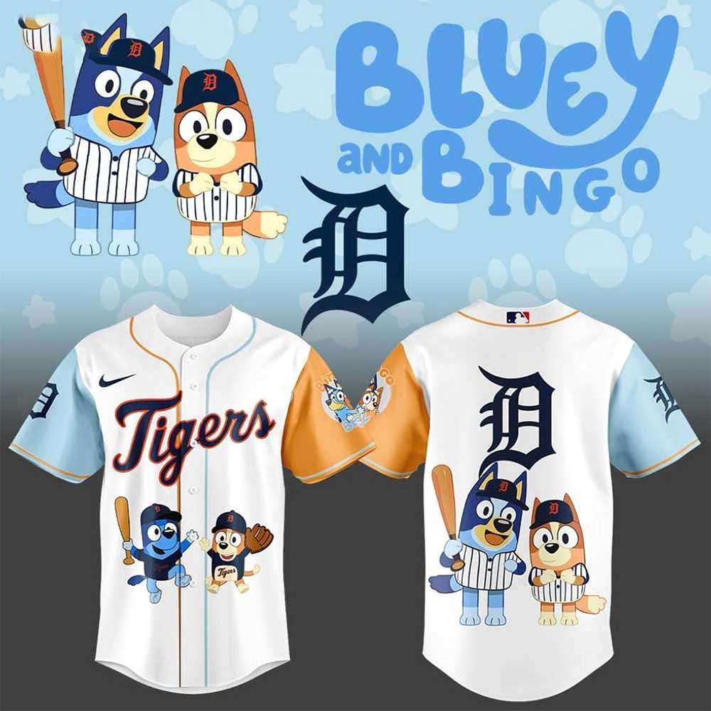 Detroit Tigers X Bluey And Bingo Hot 2025 For Fans Baseball Jersey