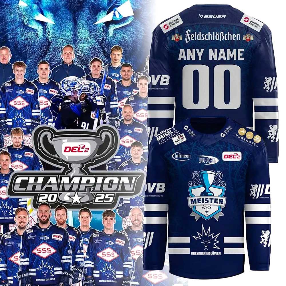 Dresdner Eislwen Del2-meistertitel Custom Hockey Jersey Personalized Name
