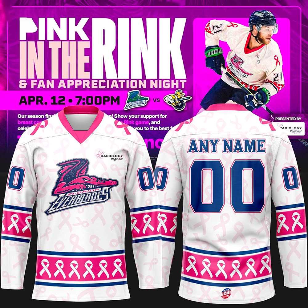 Florida Everblades Pink And Pink Hockey Jersey Personalized Names
