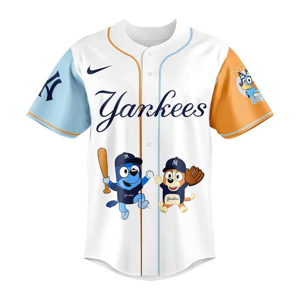 New York Yankees X Bluey And Bingo Hot 2025 For Fans Baseball Jersey New York Yankees X Bluey And Bingo Hot 2025 For Fans Baseball Jersey