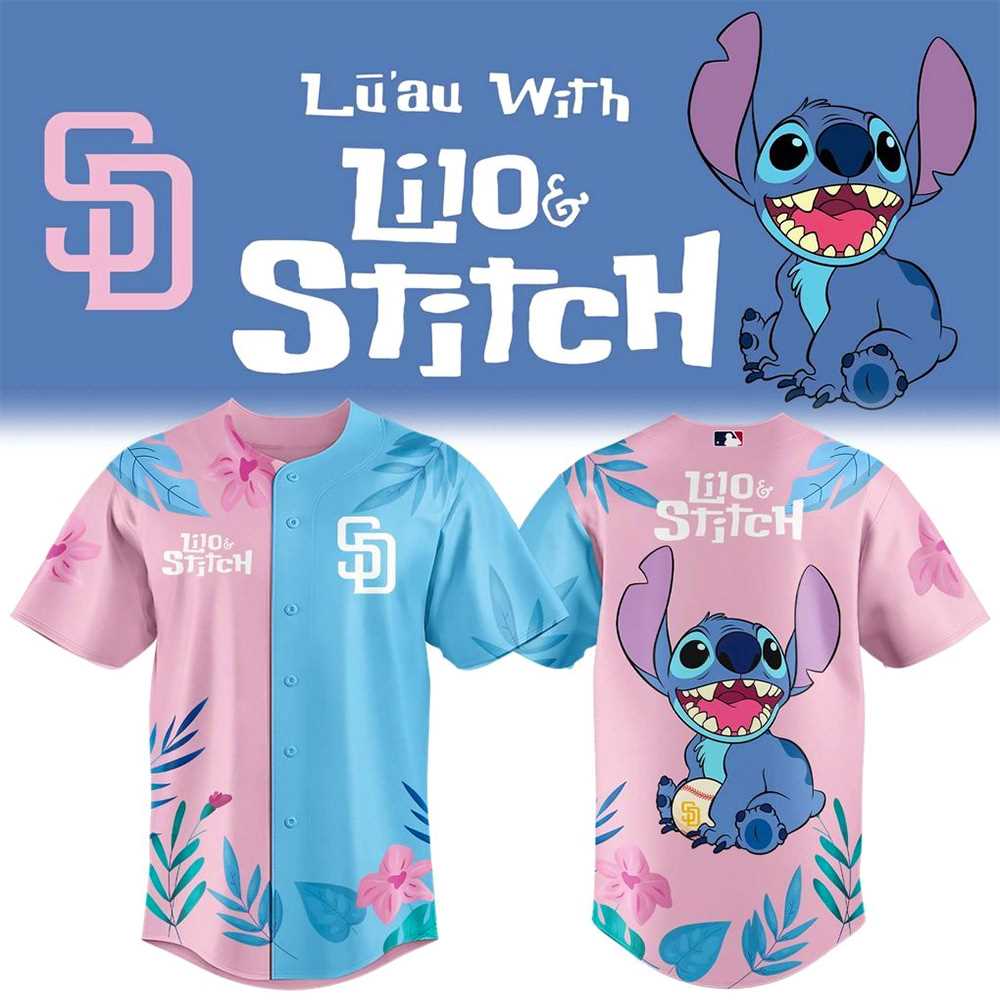 San Diego Padres X Lilo & Stitch 2025 For Fans Pink Blue Baseball Jersey