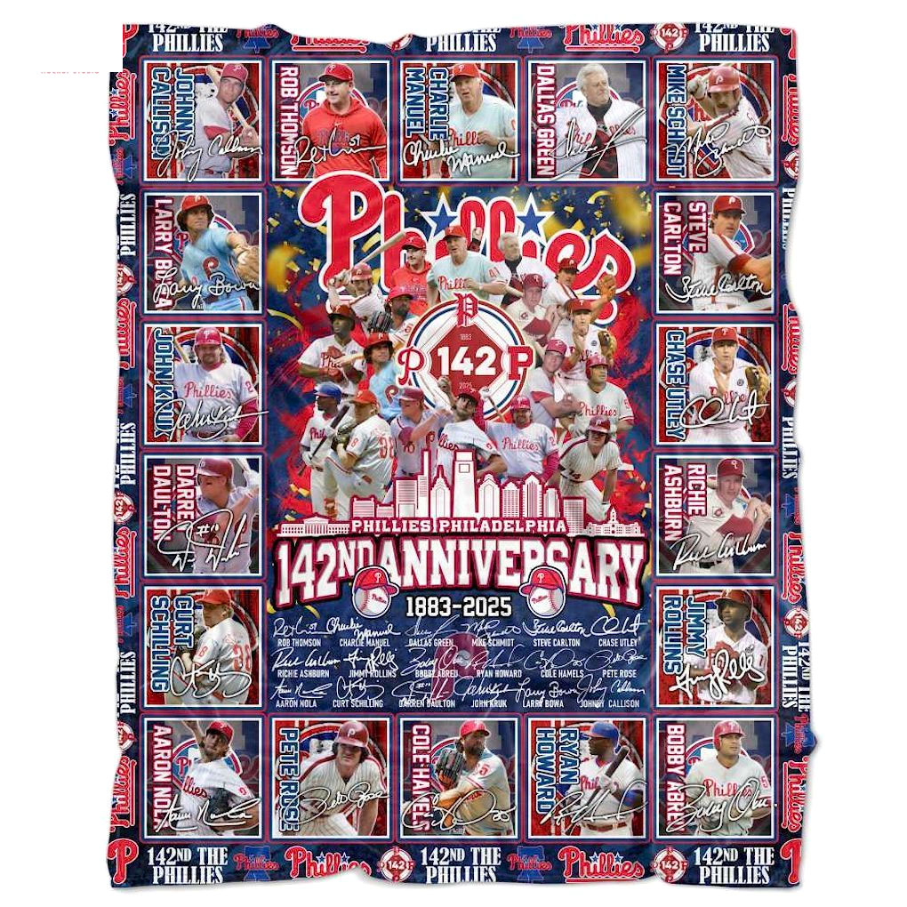 The Philadelphia Phillies 142nd Anniversary 1883-2025 Limited Quilt Fleece Blanket