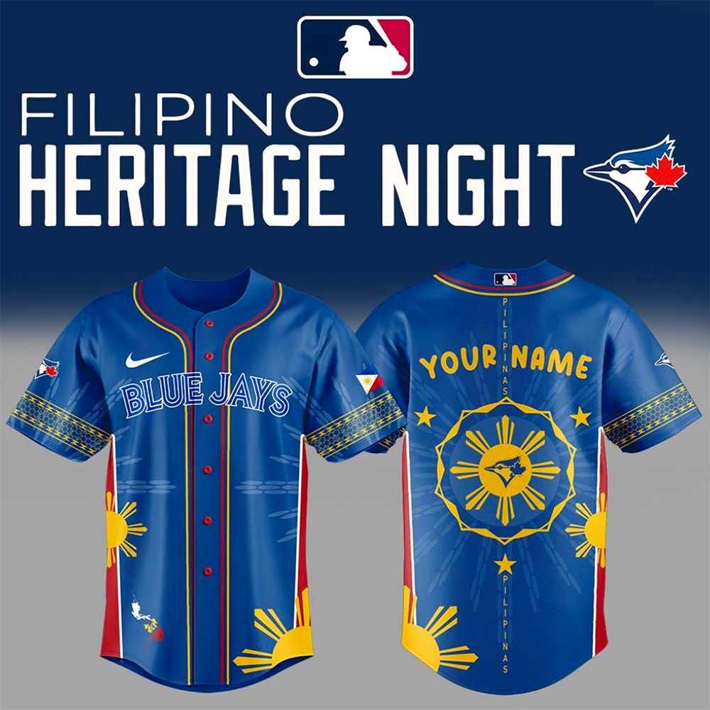 Toronto Blue Jays Filipino Heritage Night 2025 Blue Custom Baseball Jersey Toronto Blue Jays Filipino Heritage Night 2025 Blue Custom Baseball Jersey