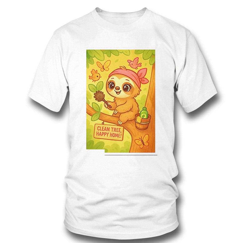 Cute Sloth Clean Tree Happy Home Shirt