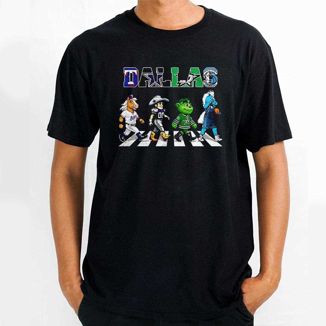 Dallas Sports Team Logo Mascot Abbey Road Shirt