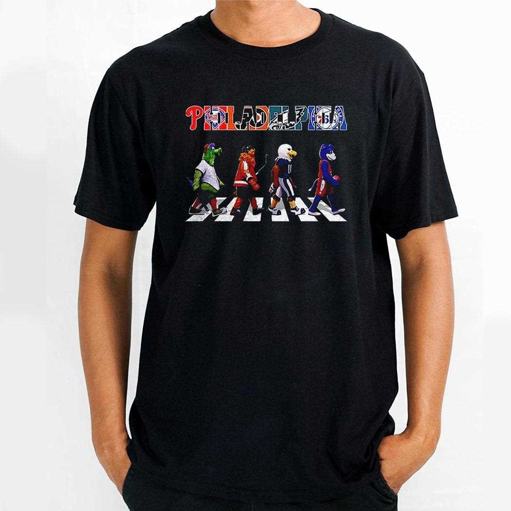 Philadelphia Sports Team Logo Mascot Abbey Road Shirt