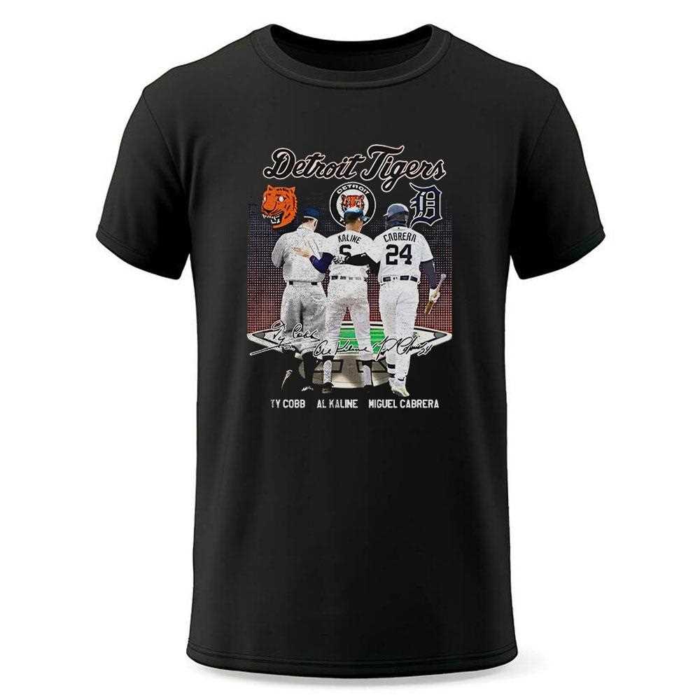 Detroit Tigers Legends Ty Cobb Al Kaline Miguel Cabrera Shirt Detroit Tigers Legends Ty Cobb Al Kaline Miguel Cabrera Shirt