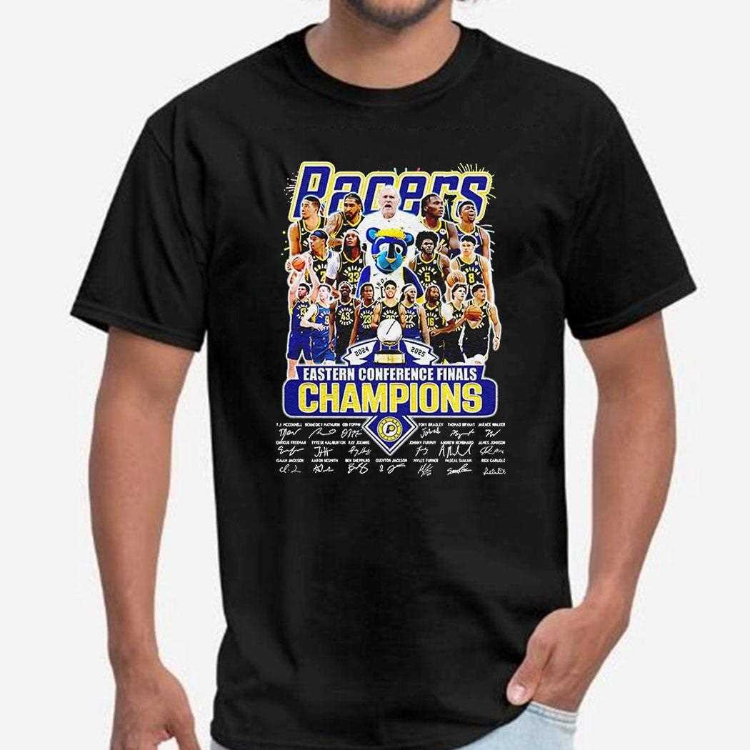 Indiana Pacers 2024 2025 Eastern Conference Finals Champions Signatures Shirt