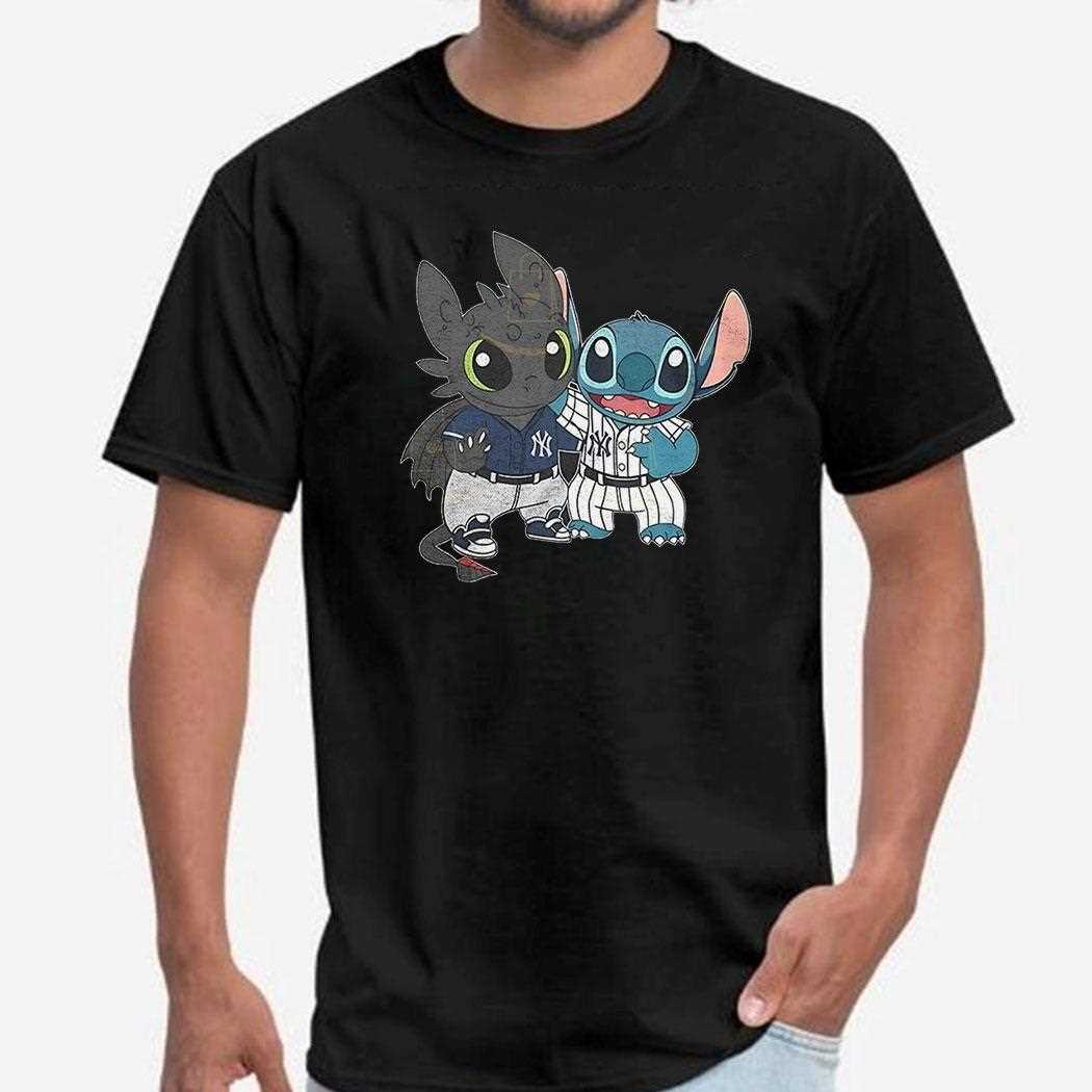 Stitch And Toothless New York Yankees Baseball Shirt
