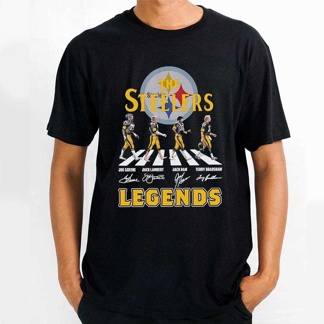 The Steelers Legends Abbey Road Joe Greene Jack Lambert Jack Ham And Terry Bradshaw Signatures Shirt