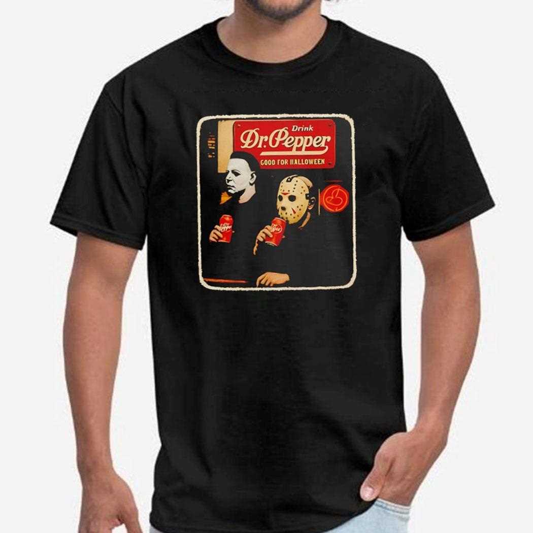 Michael Myers And Jason Voorhees Dr Pepper Halloween Scary Movie 2025 Shirt