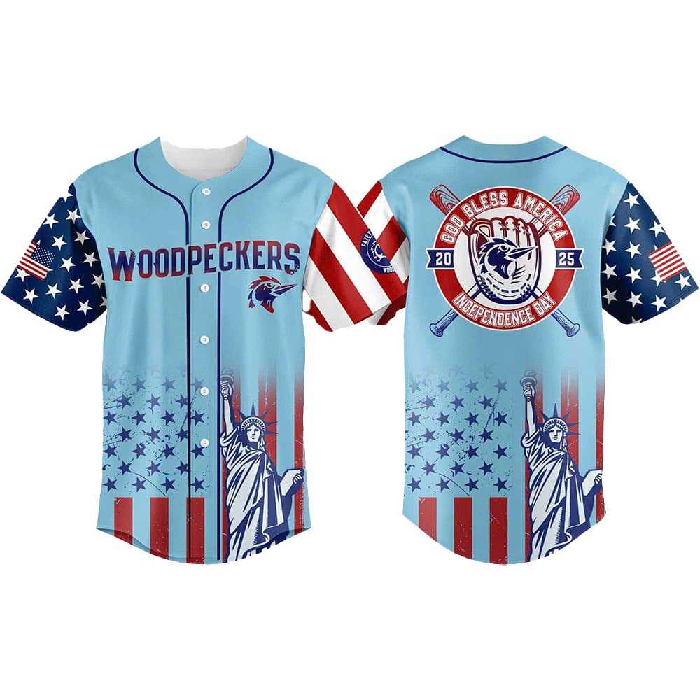 2025 Fayetteville Woodpeckers Independence Day Jersey 2025 Fayetteville Woodpeckers Independence Day Jersey