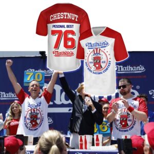 Joey Chestnut 2025 17th Nathan Famous Hot Dog Jersey 3