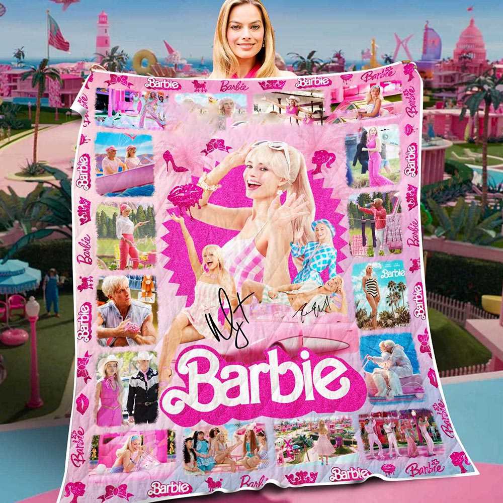 Barbie The Movie 2023 Official Fleece Blanket Quilt Barbie The Movie 2023 Official Fleece Blanket Quilt