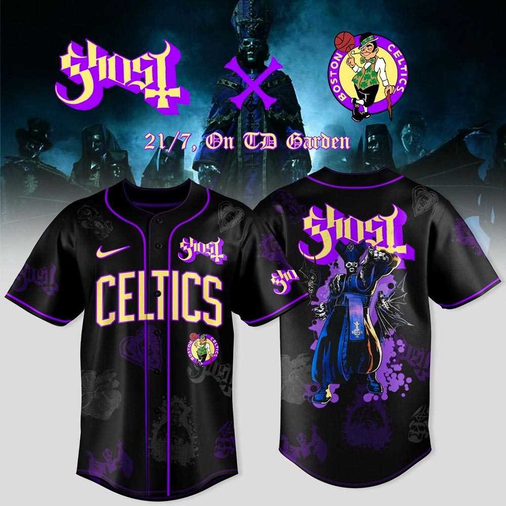 Boston Celtics X Ghost Band World Tour 2025 Baseball Jersey