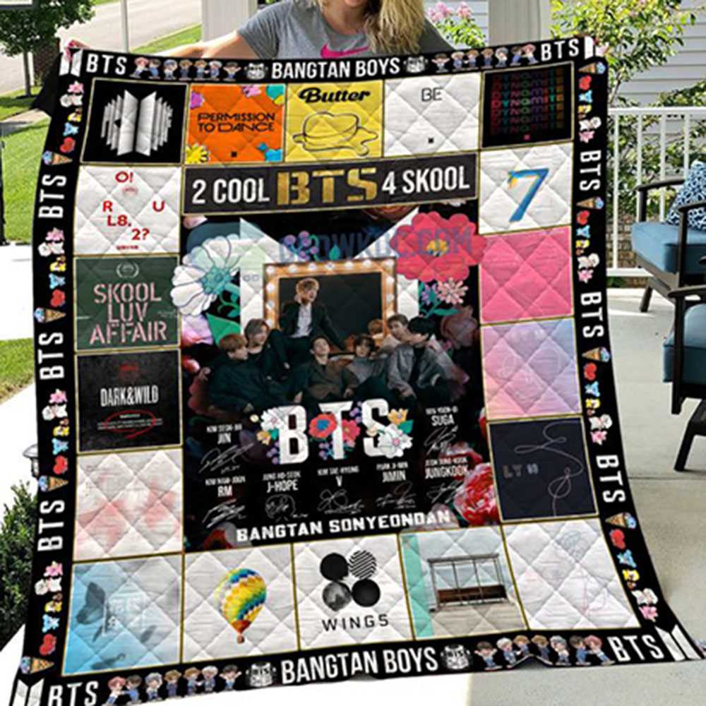 Bts 10th Anniversary 2 Cool 4 Skool 2013-2023 Fleece Blanket Quilt Bts 10th Anniversary 2 Cool 4 Skool 2013-2023 Fleece Blanket Quilt