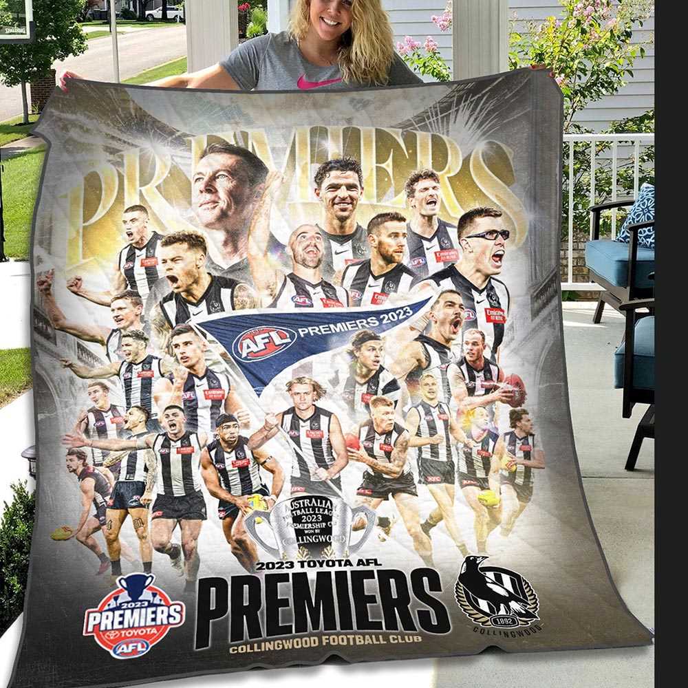 Collingwood Magpies Afl Premiers Golden Team Fleece Blanket Quilt Collingwood Magpies Afl Premiers Golden Team Fleece Blanket Quilt