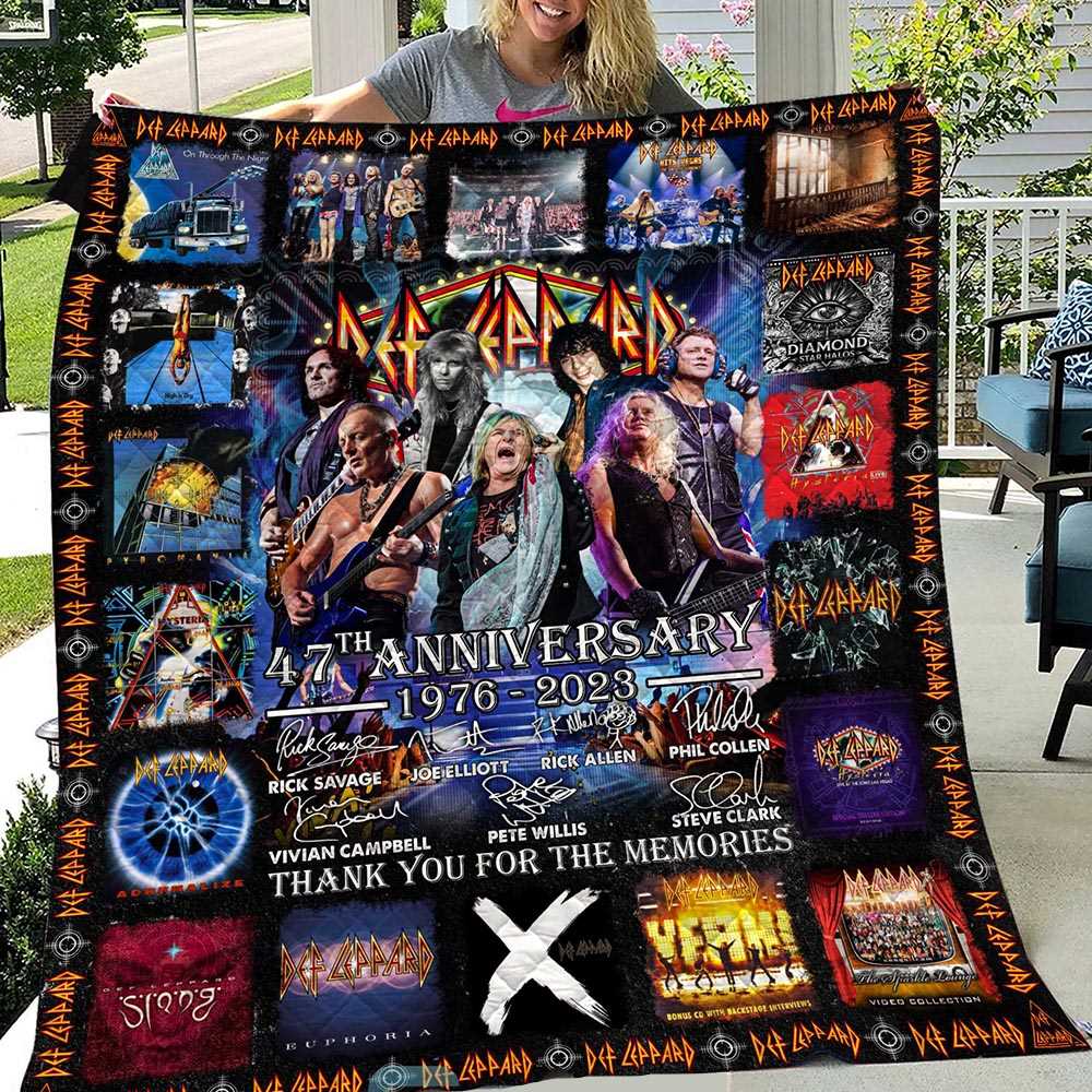 Def Leppard 47th Anniversary 1976 2023 Memories Fleece Blanket Quilt Def Leppard 47th Anniversary 1976 2023 Memories Fleece Blanket Quilt