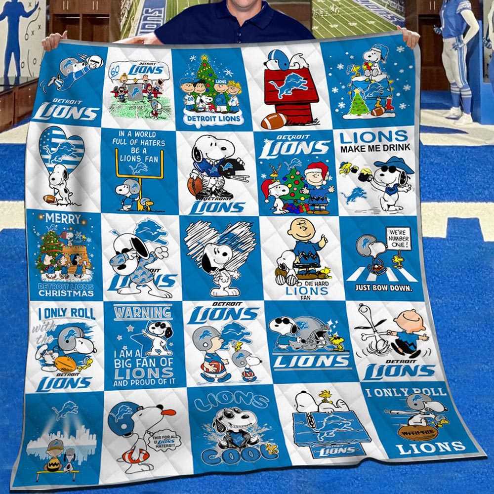 Detroit Lions Snoopy Lions Make Me Drink Fleece Blanket Quilt