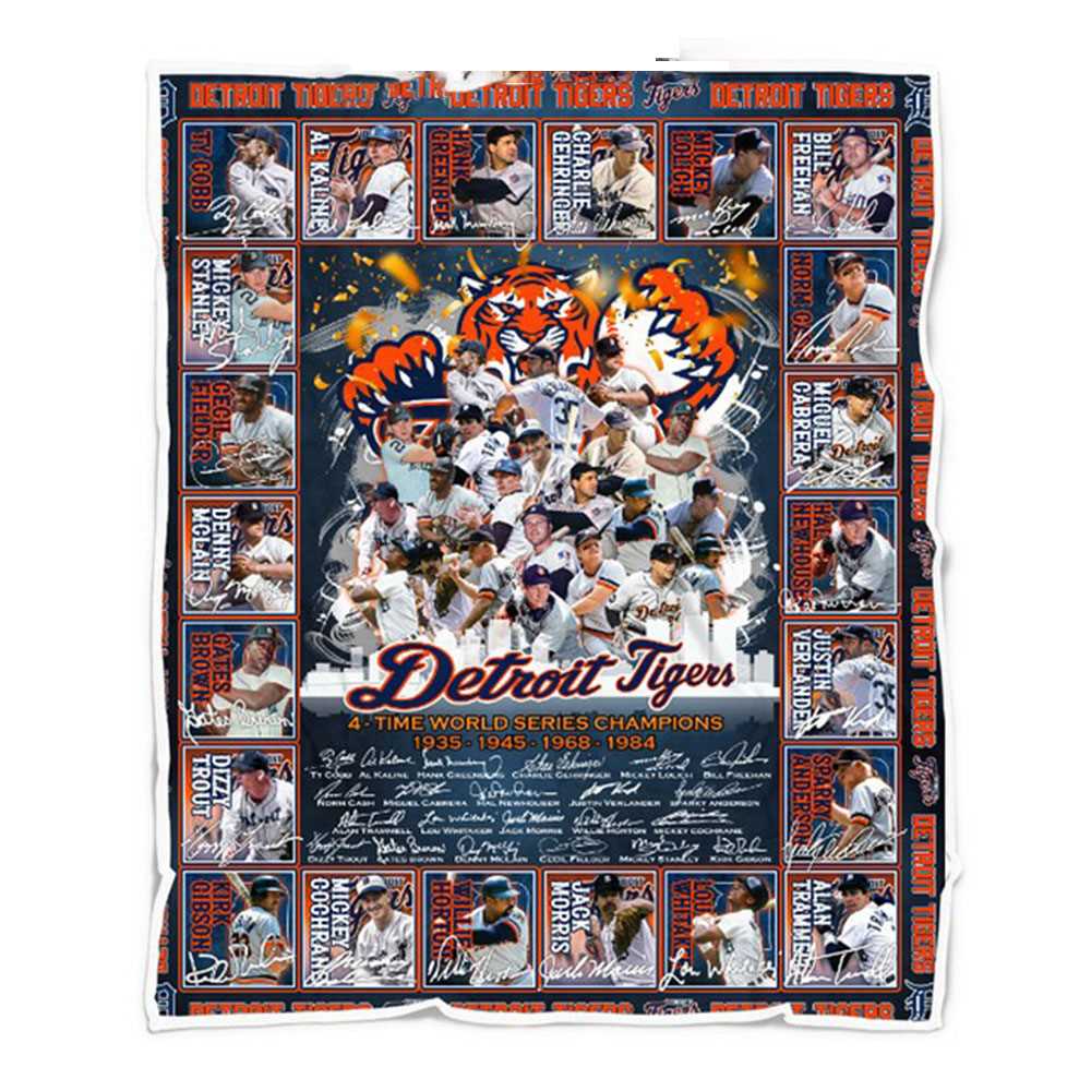 Detroit Tigers 4 Time World Series Champions Legends Fleece Blanket Quilt