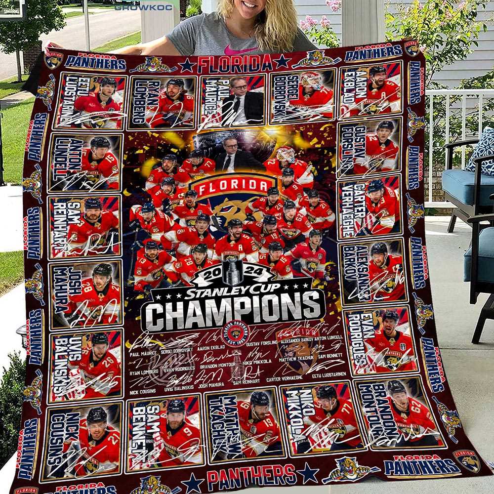 Florida Panthers 2024 Stanley Cup Champions Fleece Blanket Quilt