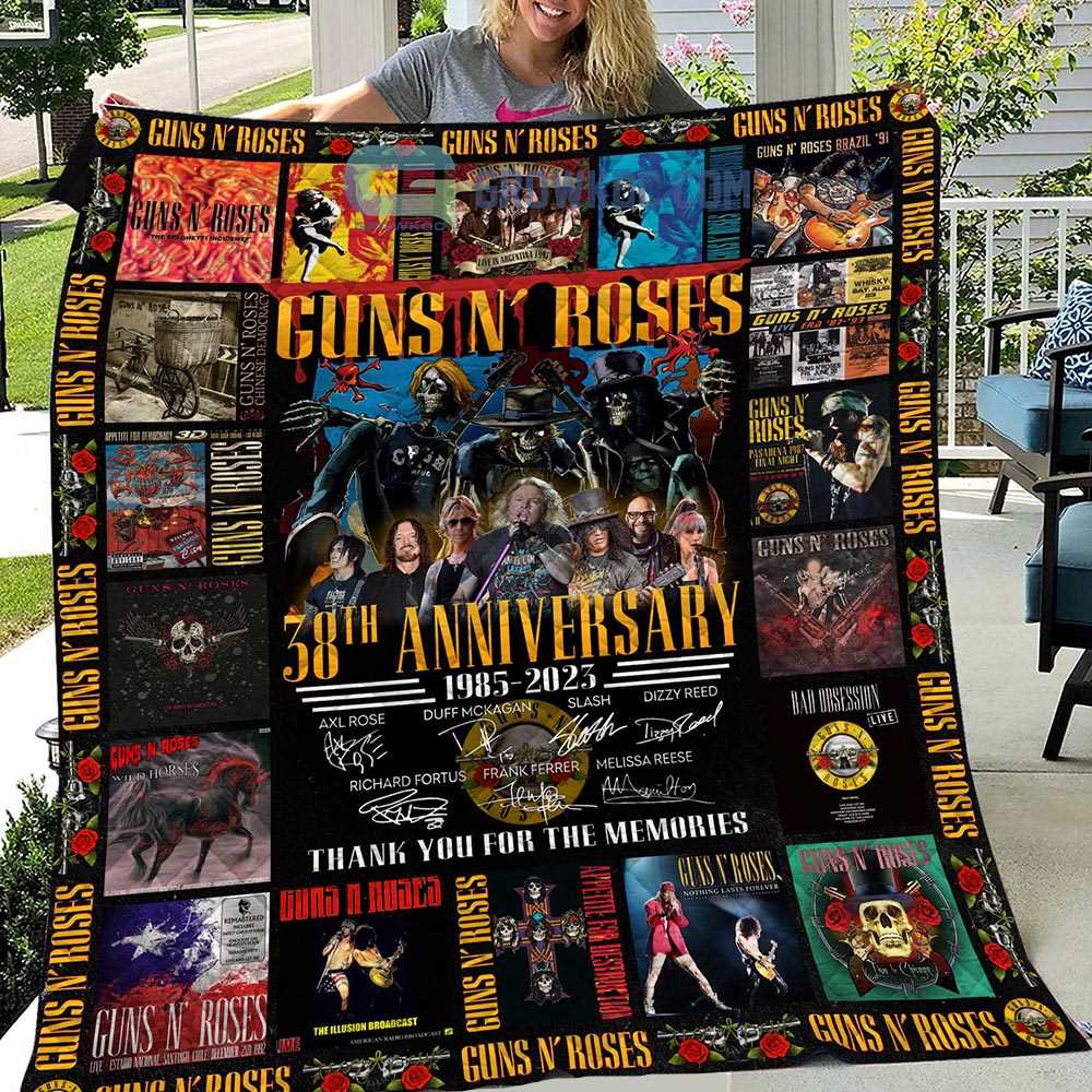 Guns N Roses 38th Anniversary 1985-2023 Fleece Blanket Quilt Guns N Roses 38th Anniversary 1985-2023 Fleece Blanket Quilt