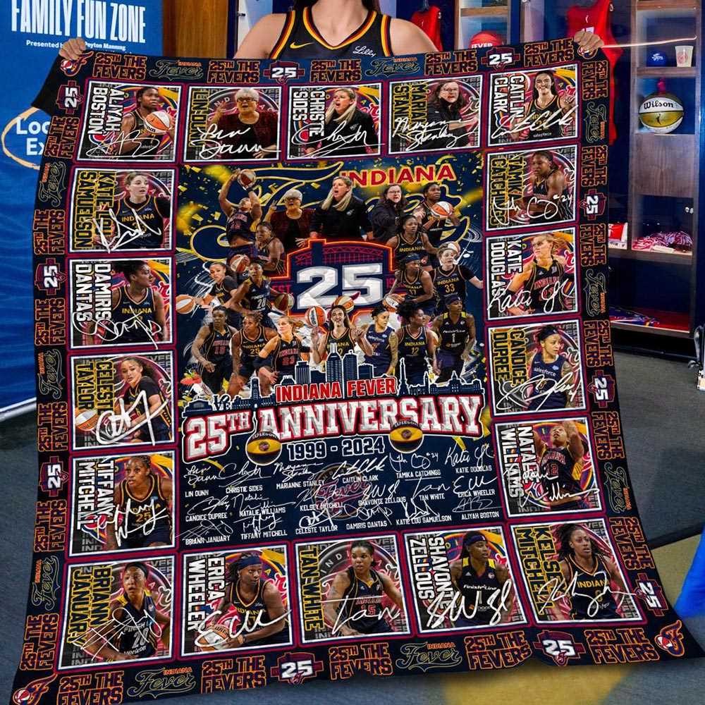 Indiana Fever 25th Anniversary 1999-2024 The Fevers Fleece Blanket Quilt Indiana Fever 25th Anniversary 1999-2024 The Fevers Fleece Blanket Quilt