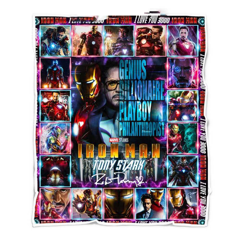 Iron Man I Love You 3000 Tony Stark Fleece Blanket Quilt Iron Man I Love You 3000 Tony Stark Fleece Blanket Quilt