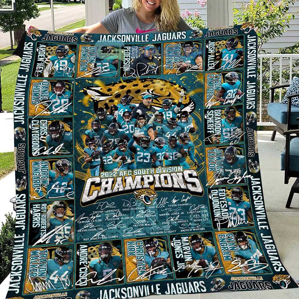 Jacksonville Jaguars 2022 Afc South Division Champions Fleece Blanket Jacksonville Jaguars 2022 Afc South Division Champions Fleece Blanket
