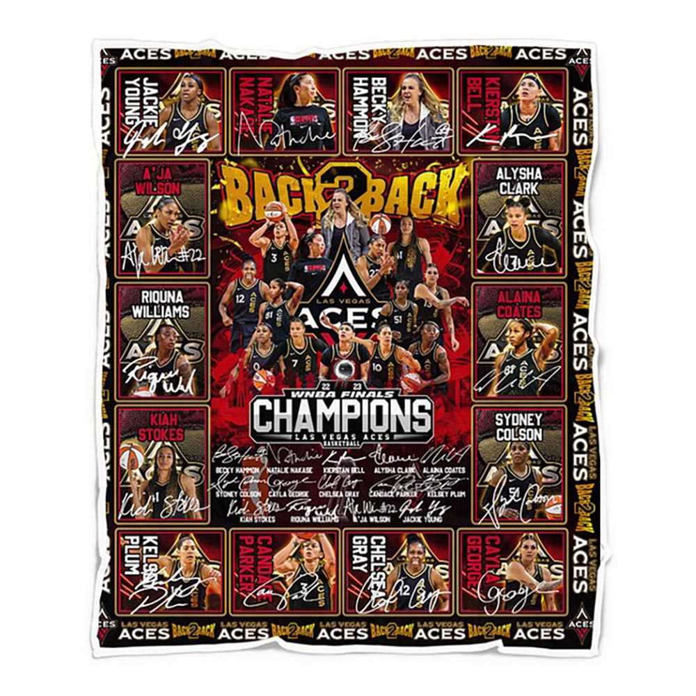 Las Vegas Aces 2023 Back 2 Back Wnba Champions Fleece Blanket