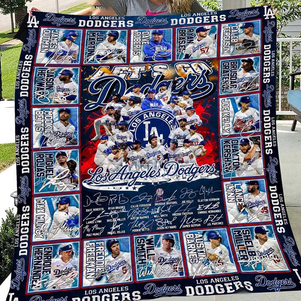 Los Angeles Dodgers Lets Go Dodgers Fleece Blanket Quilt