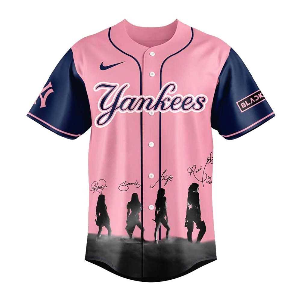 New York Yankees X Queens Of K-pop Black Pink Signature 2025 Baseball Jersey New York Yankees X Queens Of K-pop Black Pink Signature 2025 Baseball Jersey