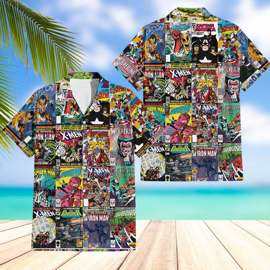 80s Marvel Avenger Comic Covers Hawaiian Shirt