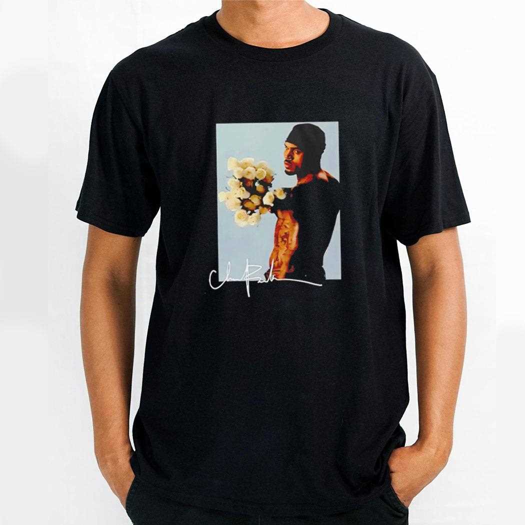 Chris Brown Holding White Roses Romantic Portrait Shirt