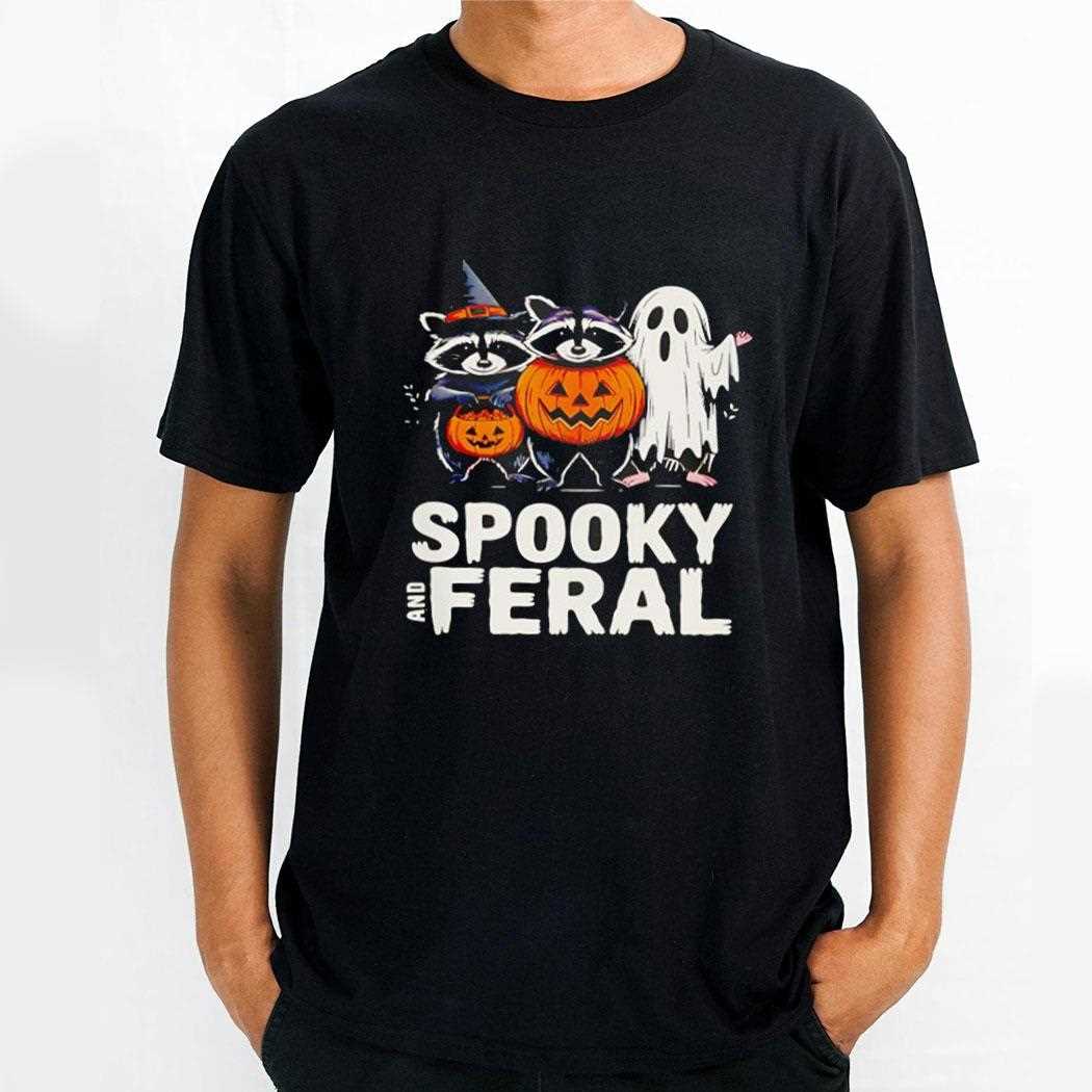 Ghost Raccoon Opossum Spooky And Feral Halloween Shirt