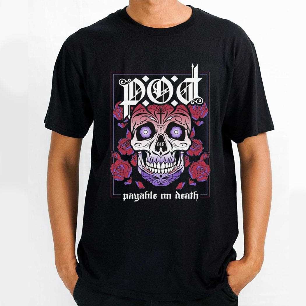 Payable On Death Pod Purple Sugar Skull Shirt