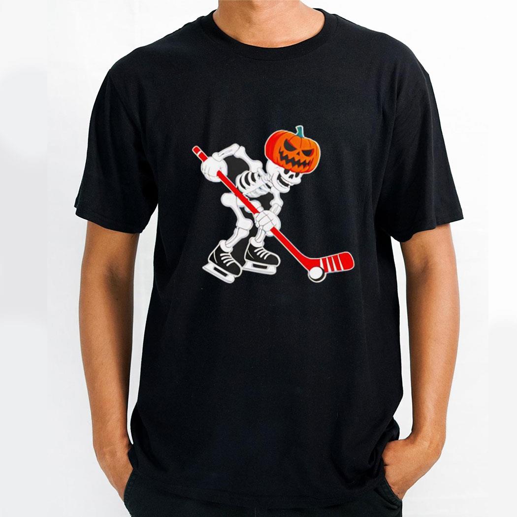 Skeleton Ice Hockey Halloween Shirt