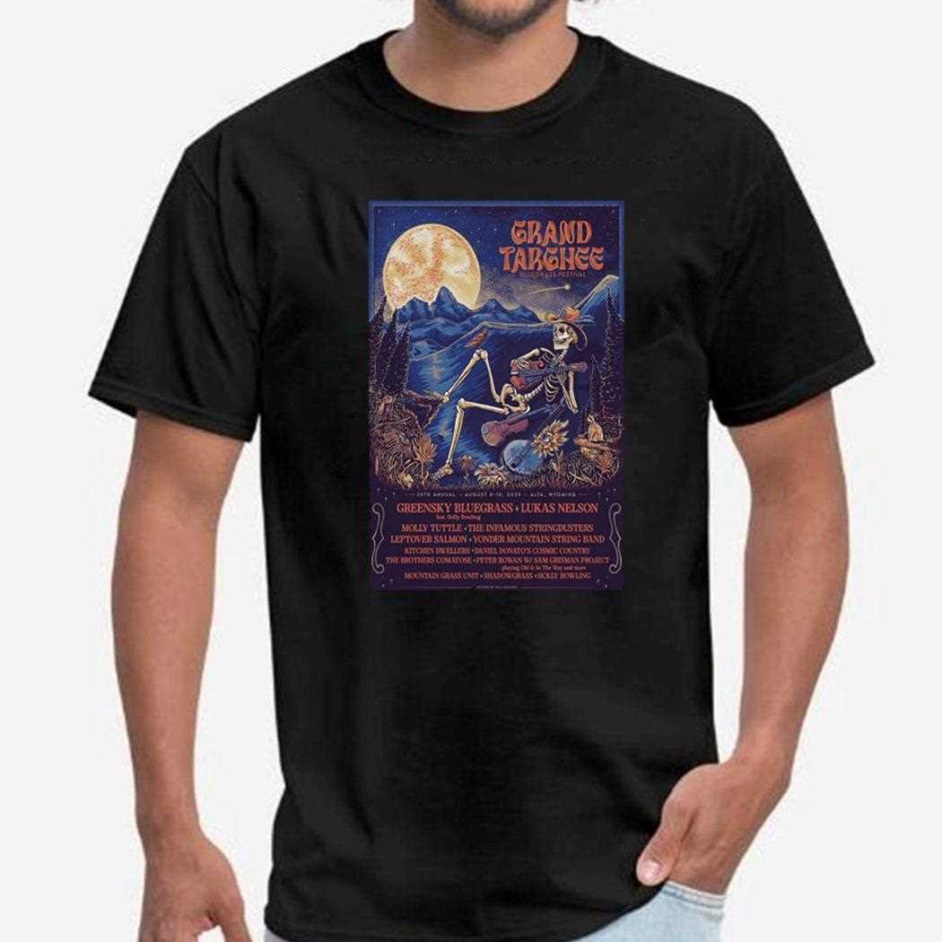Annual Targhee Bluegrass Festival In Alta Wy Aug 8-10 2025 35th Skeleton Guitar Shirt Annual Targhee Bluegrass Festival In Alta Wy Aug 8-10 2025 35th Skeleton Guitar Shirt