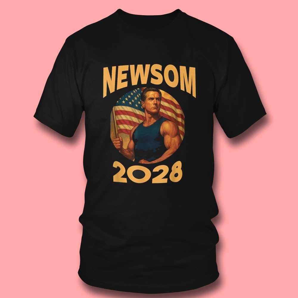 Gavin Newsome 2028 Satire Muscle American Patriot Flag Shirt